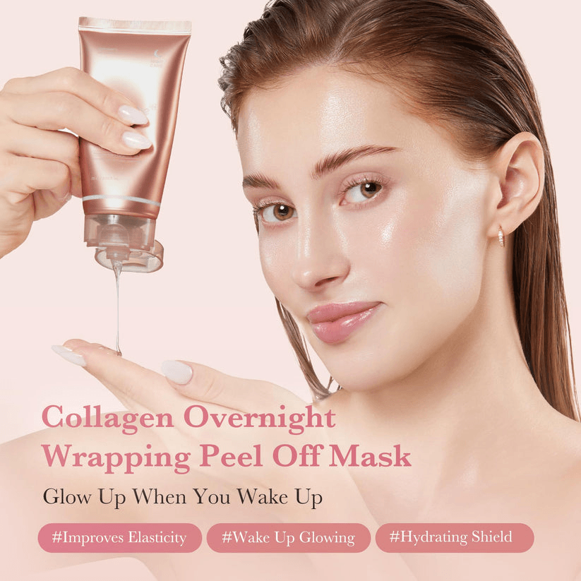 Medicube Collagen Night Wrapping Mask being applied for improved elasticity and hydration.