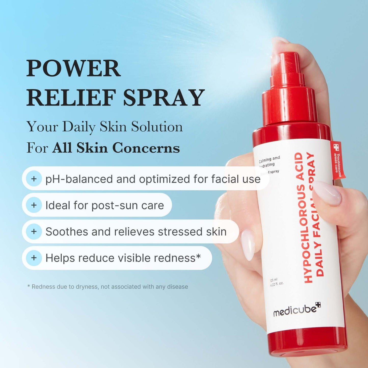 Medicube Hypochlorous Acid Power Soothing Spray, a daily facial spray for all skin concerns.