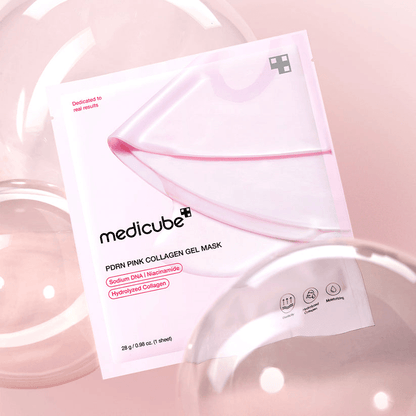 Medicube Salmon PDRN Pink Collagen Jelly Gel Mask packaging with pink and white design for skincare benefits