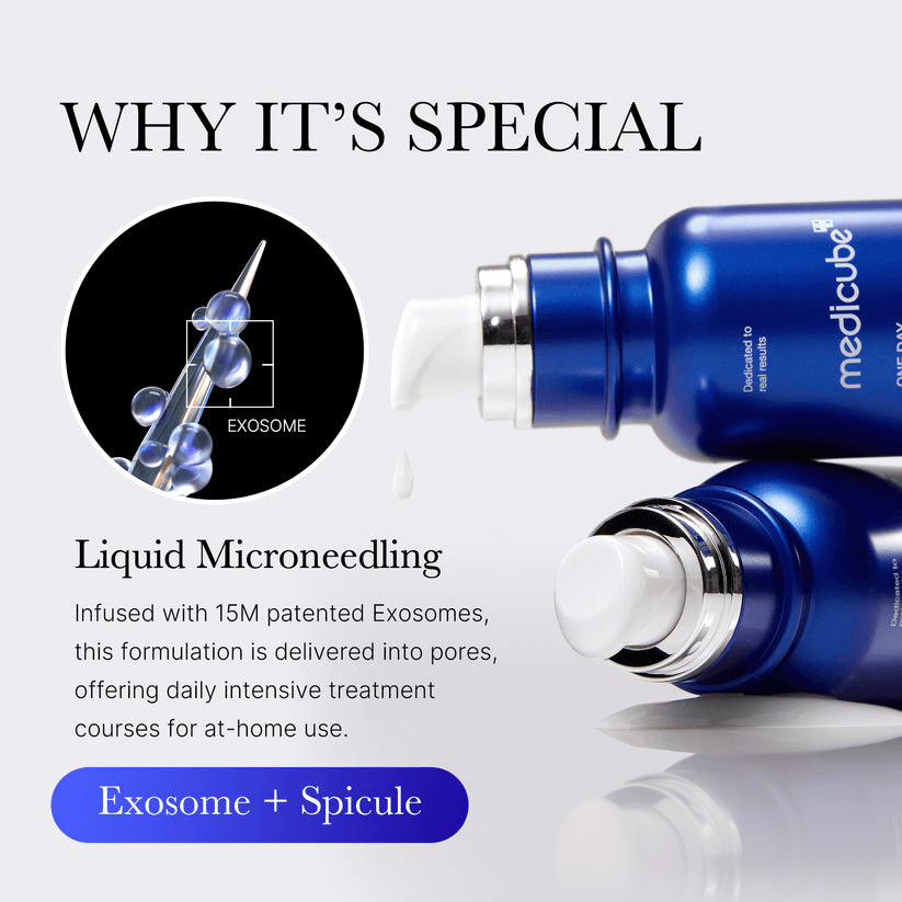 Medicube Zero Exosome Shot product, featuring liquid microneedling and exosomes for intensive at-home skincare.