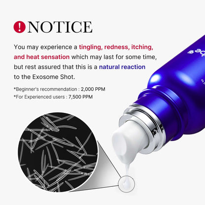 Medicube Zero Exosome Shot notice about tingling and heat sensation during use