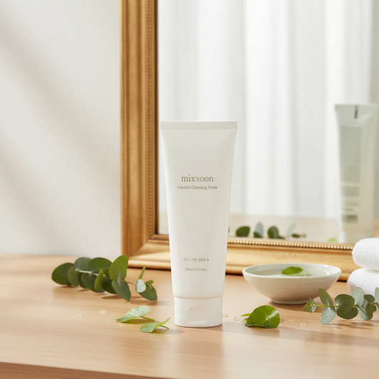 mixsoon Centella Cleansing Foam tube packaging for gentle skin cleansing and hydration.