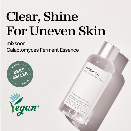 mixsoon Galactomyces Essence in a sleek bottle for clear and radiant skin. Best seller for uneven skin treatment.