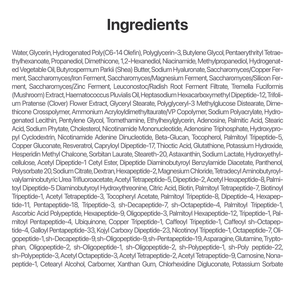 Ingredients of Numbuzin No. 9 NAD+ BIO Lifting-sil Essence including key components for skin revitalization.