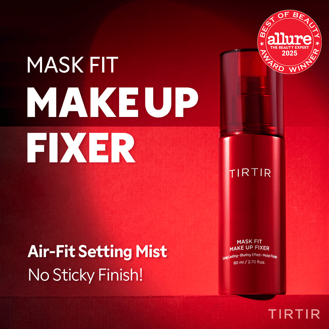 TIRTIR Mask Fit Makeup Fixer in a sleek bottle, award-winning Air-Fit setting mist for a flawless finish without stickiness.