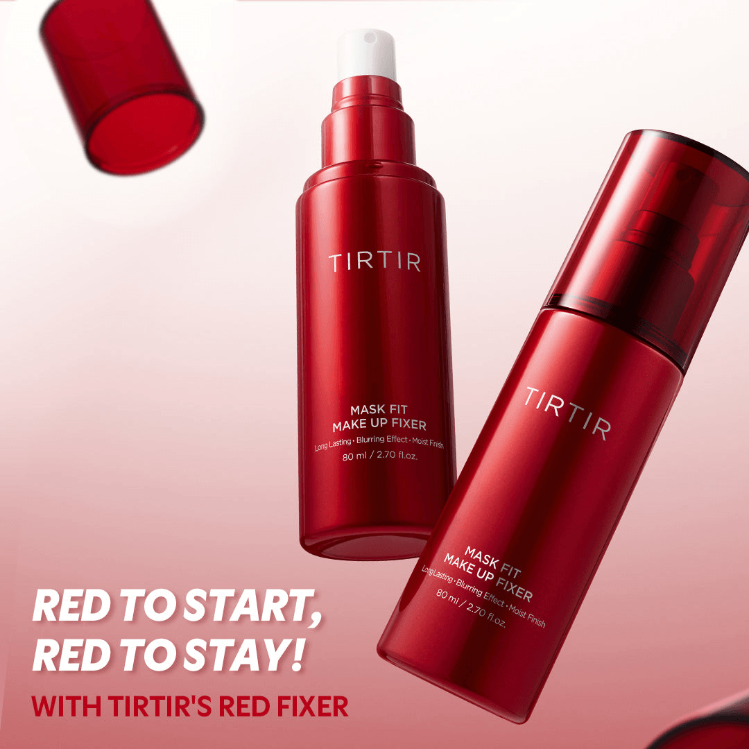 TIRTIR Mask Fit Makeup Fixer duo with red packaging, designed for long-lasting makeup application.