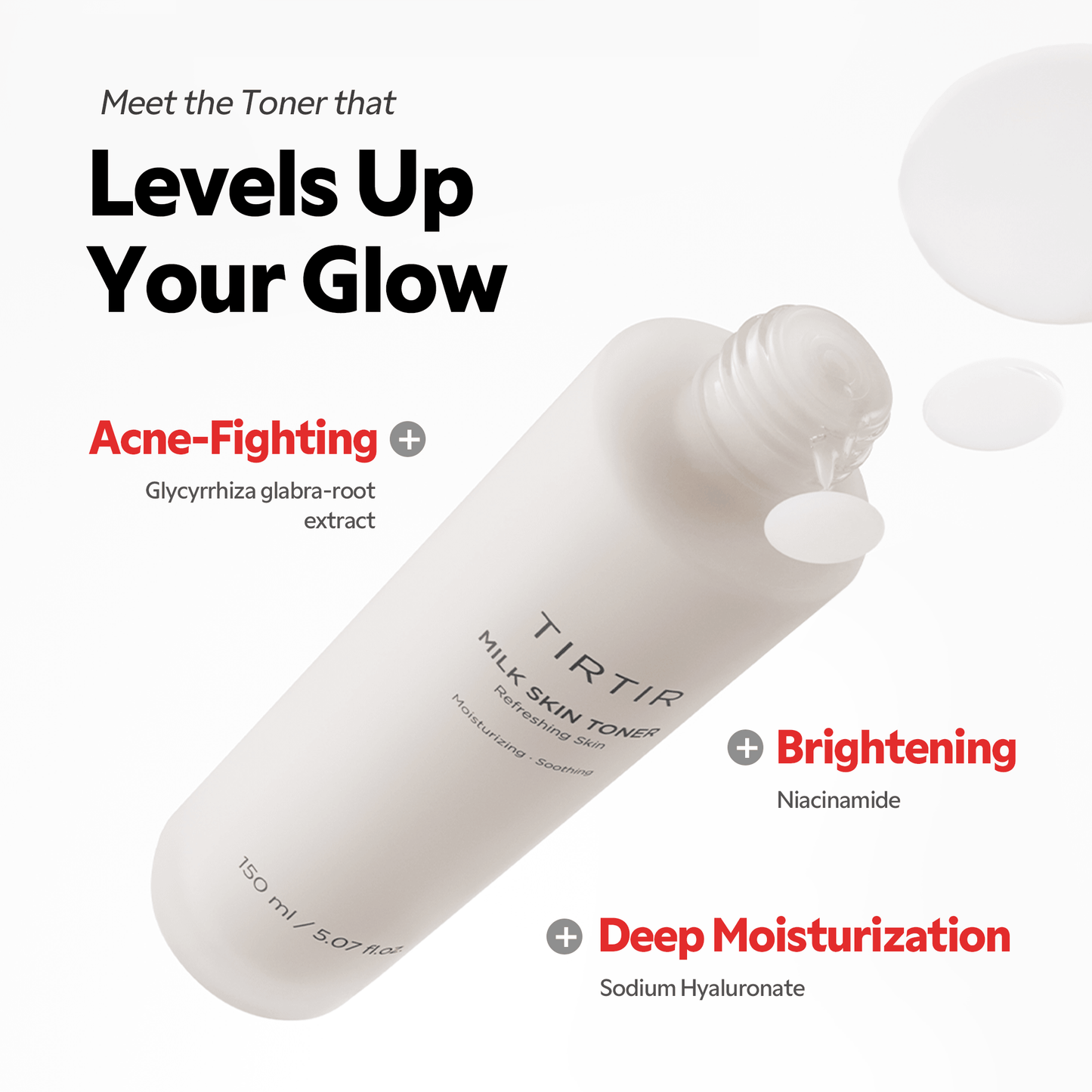 TIRTIR Milk Skin Toner | Korean Skincare Products featuring acne-fighting ingredients and hydration benefits.