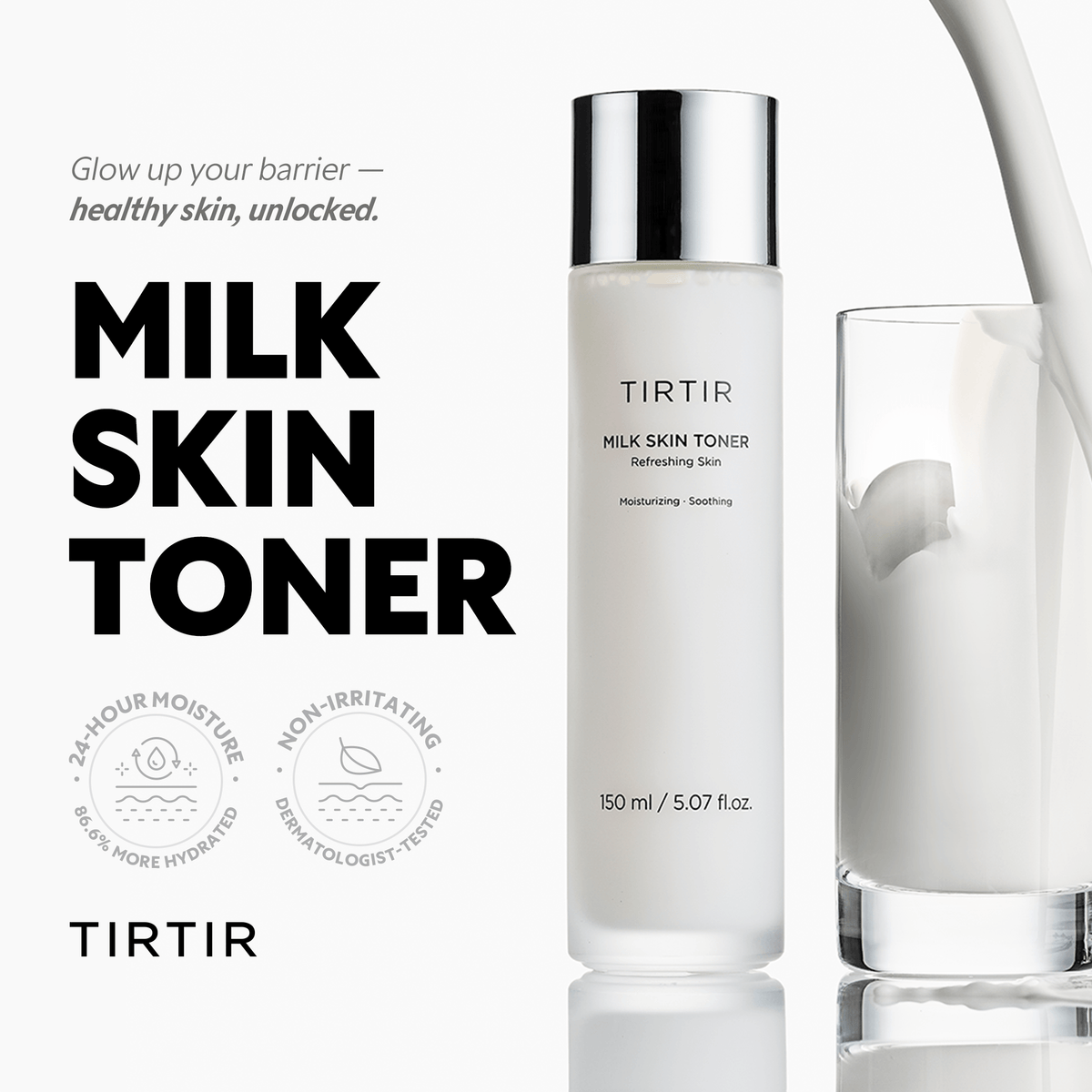 TIRTIR Milk Skin Toner | Korean Skincare Products in a sleek bottle with moisturizing benefits.